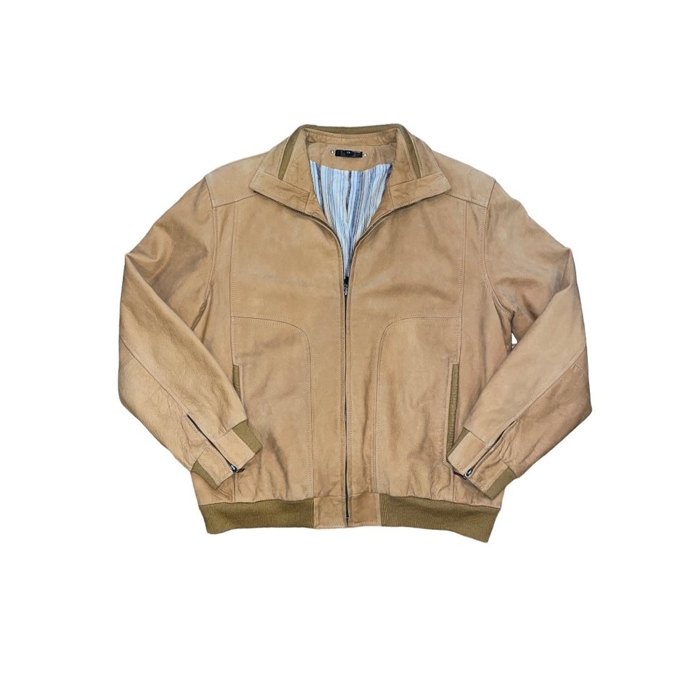 Vintage Trapper Leatherwear Tan Zip Up Bomber Jacket